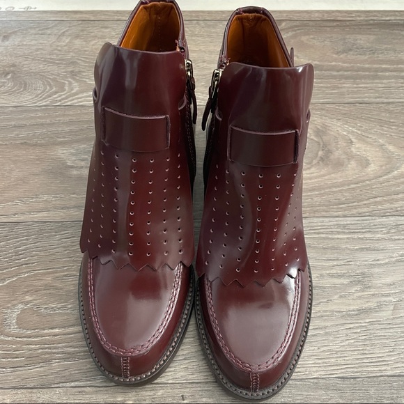 NEW Tory Burch Wine HYDE Leather Booties Sz 5 - Picture 7 of 9